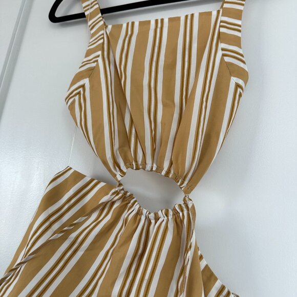 Significant Other Eadie Cut-out Mini Dress Sz 4 In Yellow Striped Ruffle Skirt - Picture 5 of 8